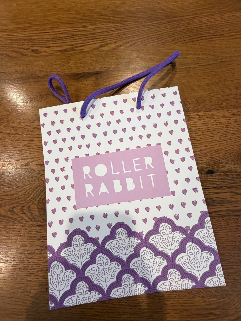 Roller Rabbit Purple Heart Motif Gift Bag